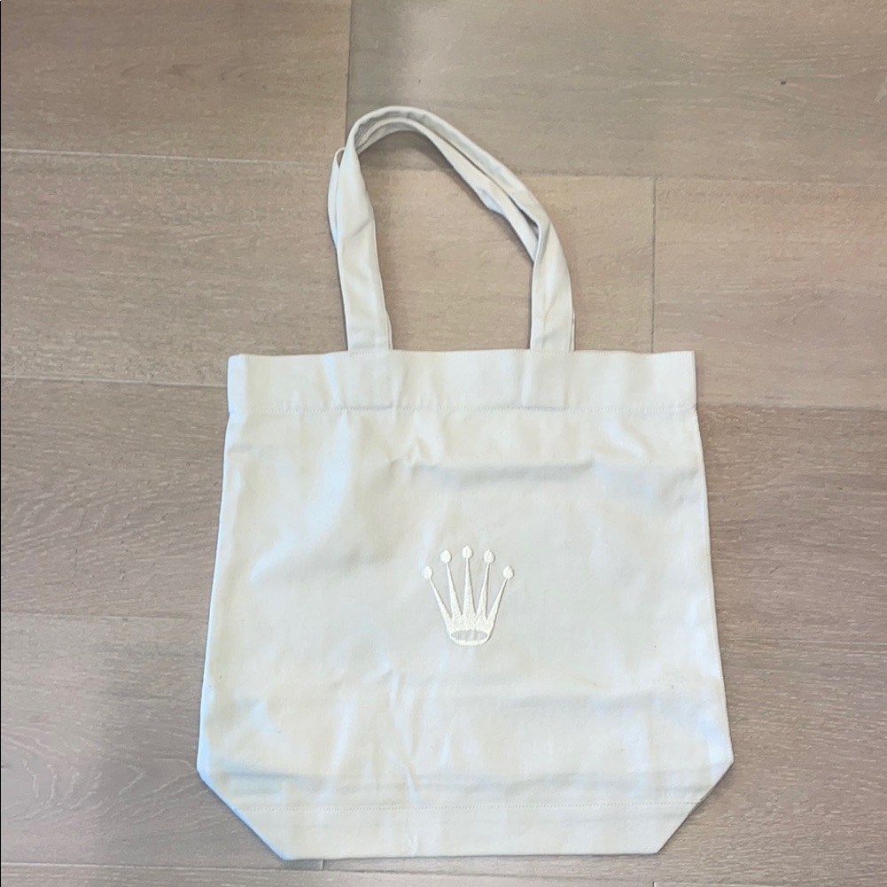 Authentic Rolex Beige Tote Bag With Crown Embroidery Authentic Rolex Beige Tote Bag With Crown Embroidery